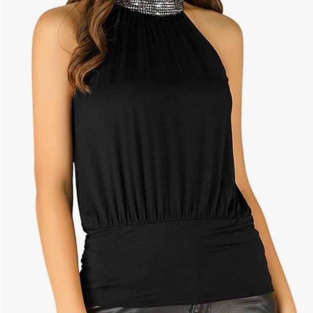 ELEGANT Black Halter Top